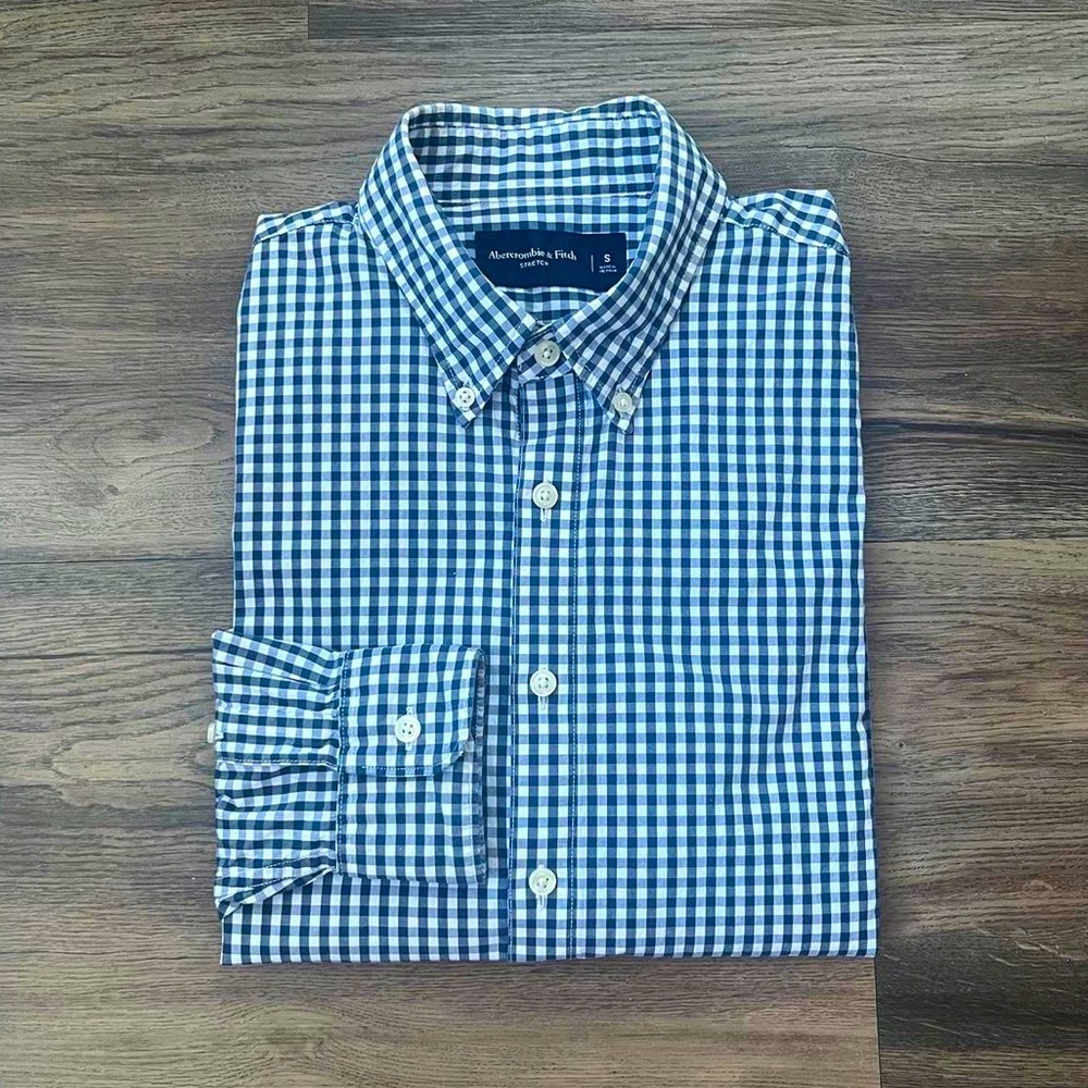 Abercrombie & Fitch Navy Blue Gingham Checkered Shirt